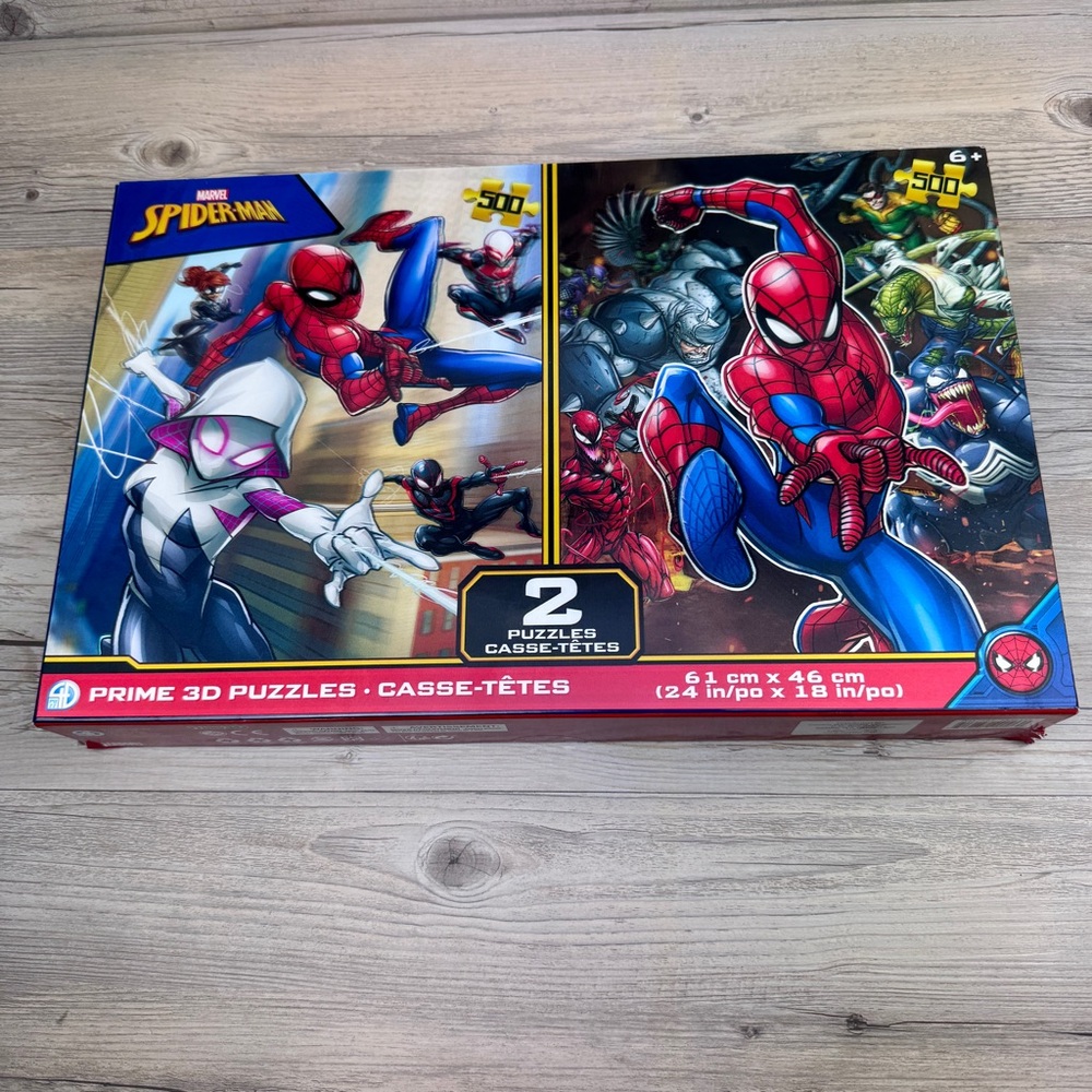 Marvel Spiderman Package of 2 3D Image Puzzles 24"× 18" Mild box damage